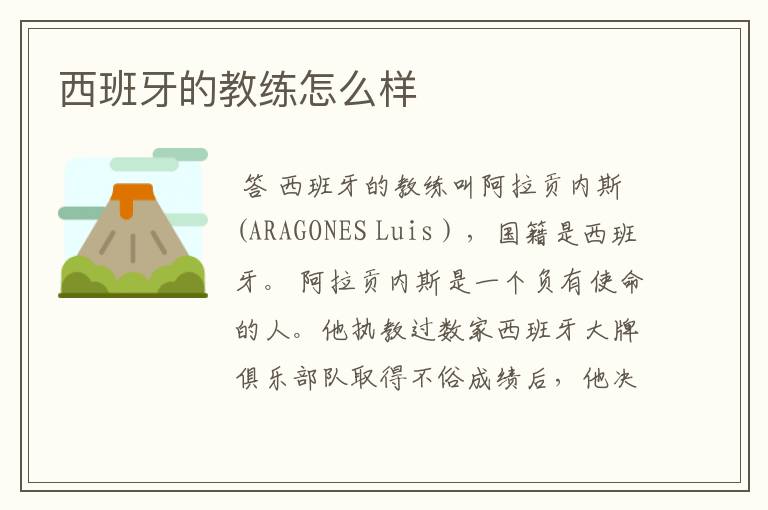 西班牙的教练怎么样