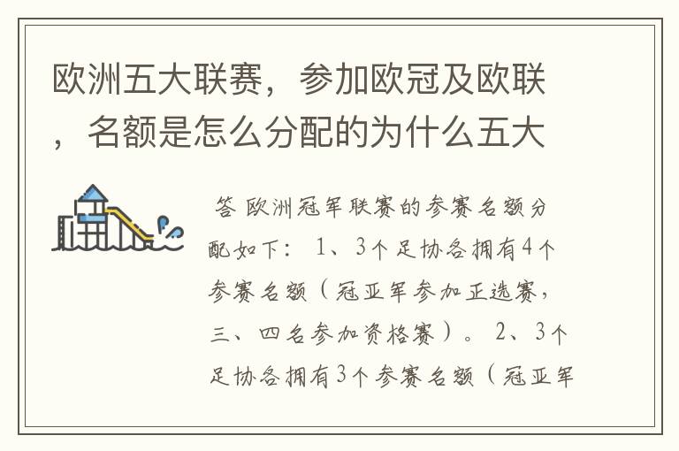 欧洲五大联赛,参加欧冠及欧联,名额是怎么分配的为什么五大联赛只有法甲