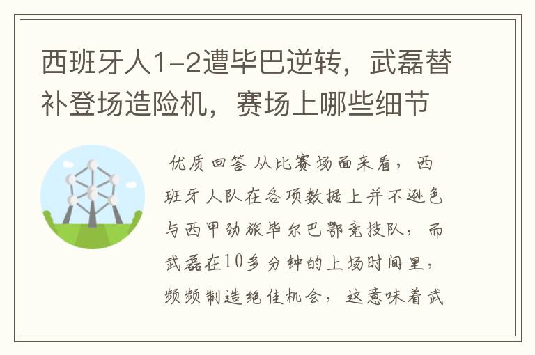 西班牙人1-2遭毕巴逆转，武磊替补登场造险机，赛场上哪些细节值得关注？