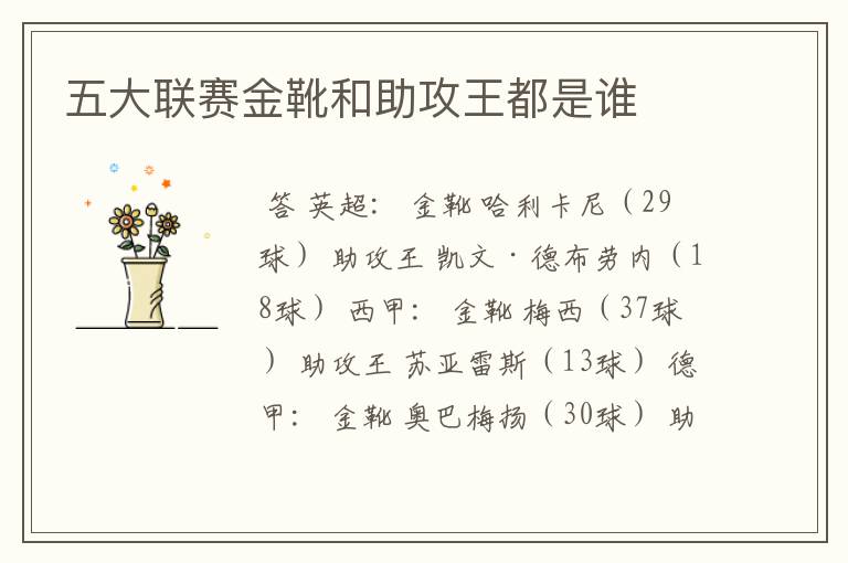 五大联赛金靴和助攻王都是谁