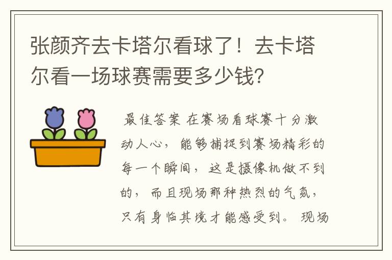 张颜齐去卡塔尔看球了!去卡塔尔看一场球赛需要多少钱?