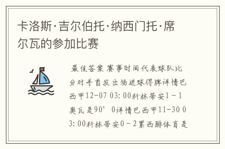 卡洛斯·吉尔伯托·纳西门托·席尔瓦的参加比赛