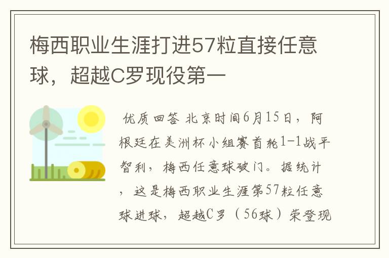梅西职业生涯打进57粒直接任意球,超越C罗现役第一