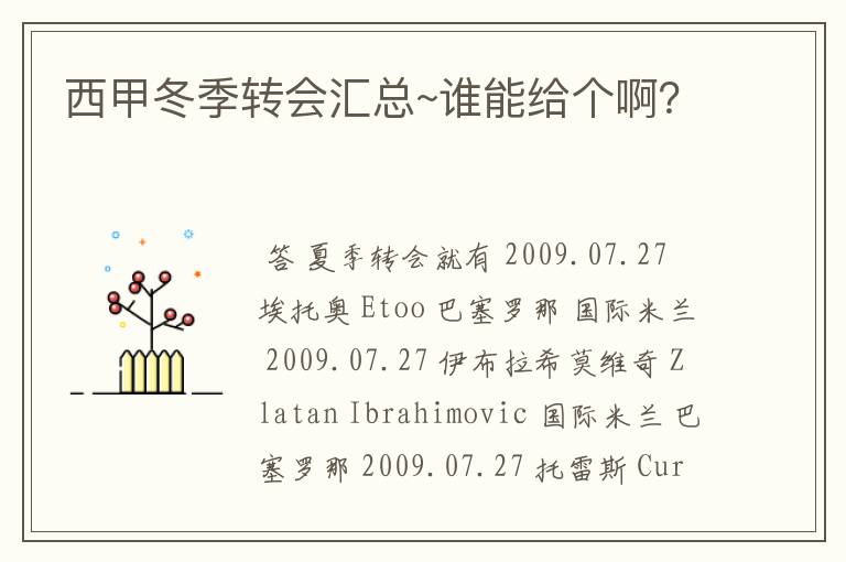西甲冬季转会汇总~谁能给个啊?