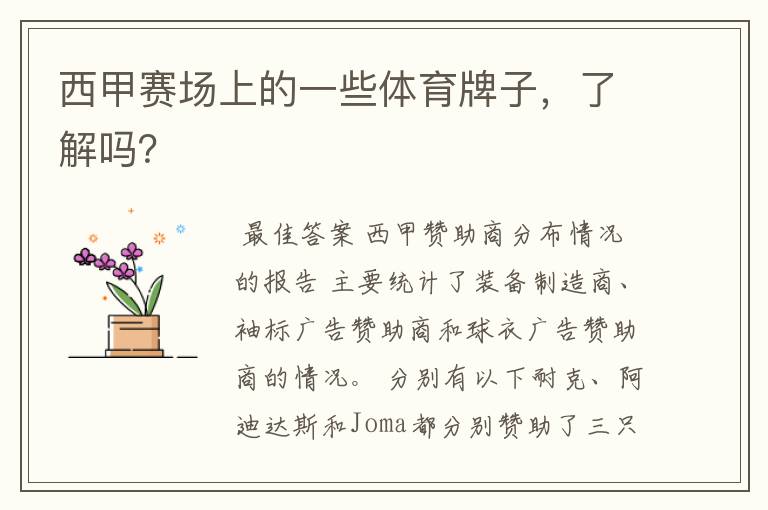 西甲赛场上的一些体育牌子,了解吗?
