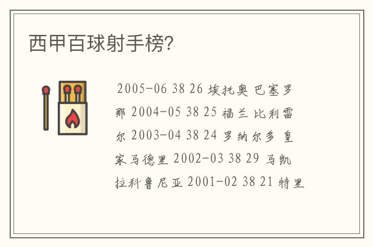 西甲百球射手榜?