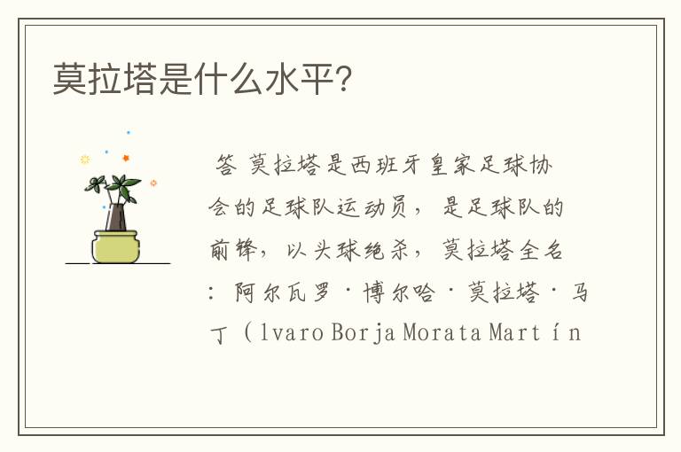 莫拉塔是什么水平?