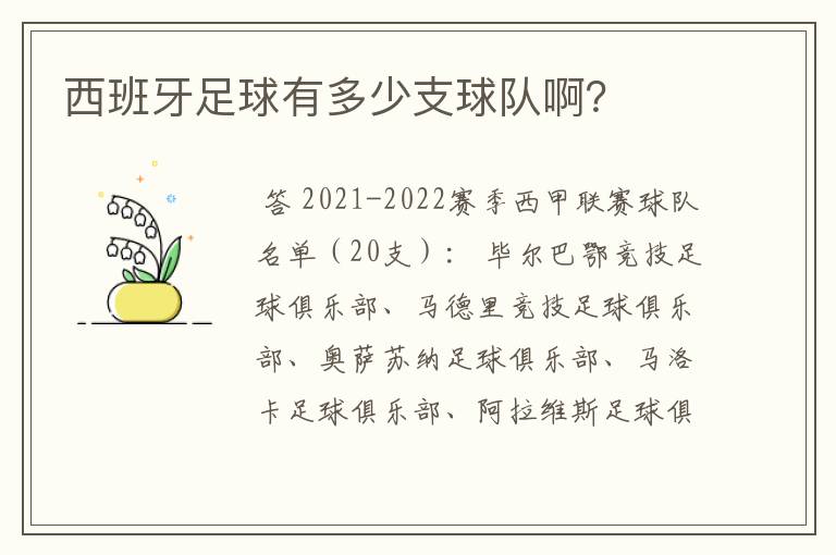 西班牙足球有多少支球队啊?