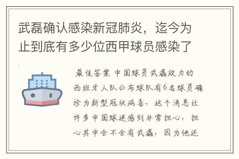 武磊确认感染新冠肺炎,迄今为止到底有多少位西甲球员感染了新冠病毒?