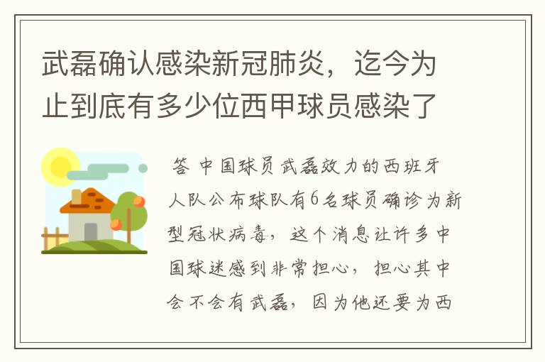 武磊确认感染新冠肺炎,迄今为止到底有多少位西甲球员感染了新冠病毒?