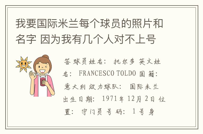 我要国际米兰每个球员的照片和名字 因为我有几个人对不上号