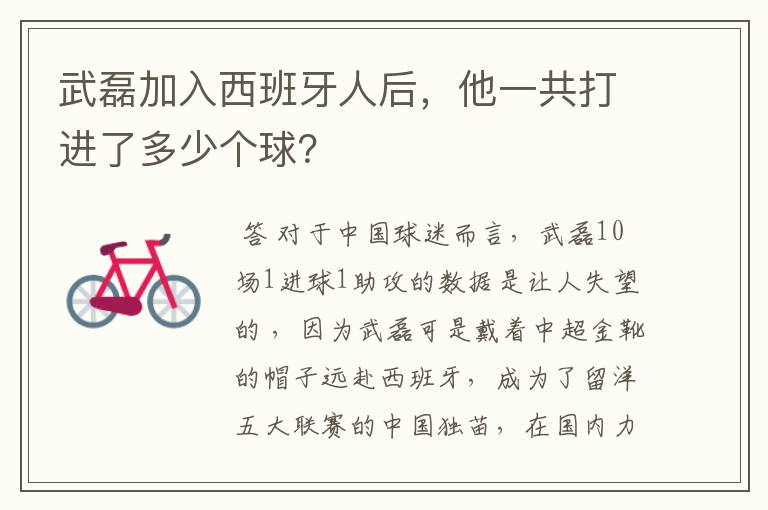 武磊加入西班牙人后,他一共打进了多少个球?