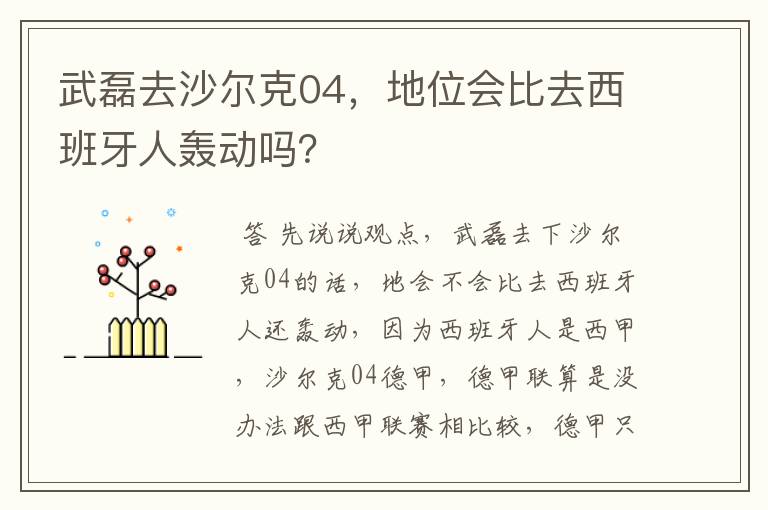 武磊去沙尔克04,地位会比去西班牙人轰动吗?