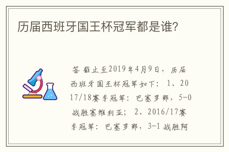 历届西班牙国王杯冠军都是谁?