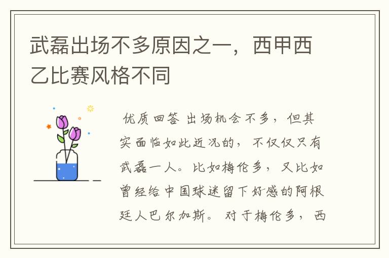 武磊出场不多原因之一,西甲西乙比赛风格不同