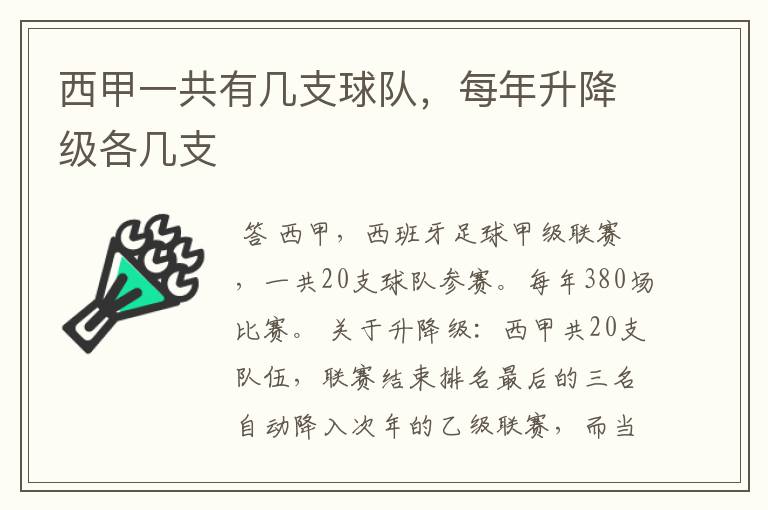 西甲一共有几支球队,每年升降级各几支