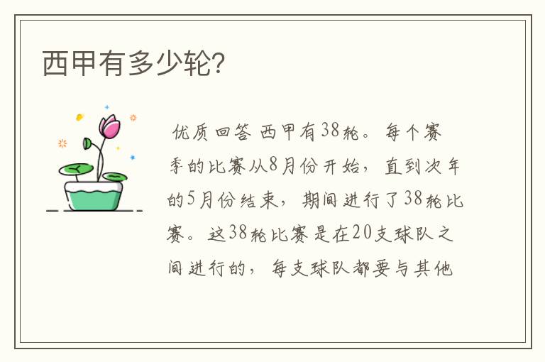 西甲有多少轮?