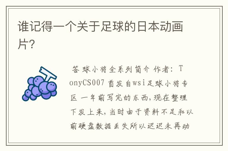 谁记得一个关于足球的日本动画片?