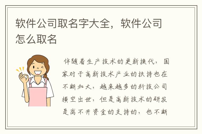 软件公司取名字大全,软件公司怎么取名