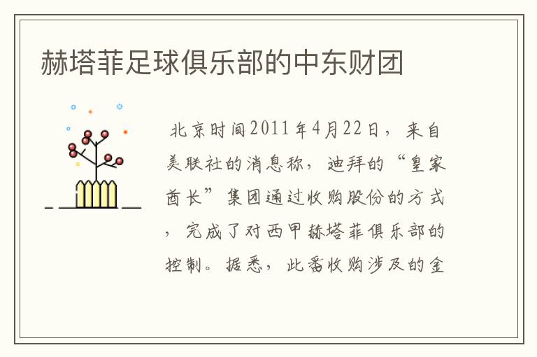 赫塔菲足球俱乐部的中东财团