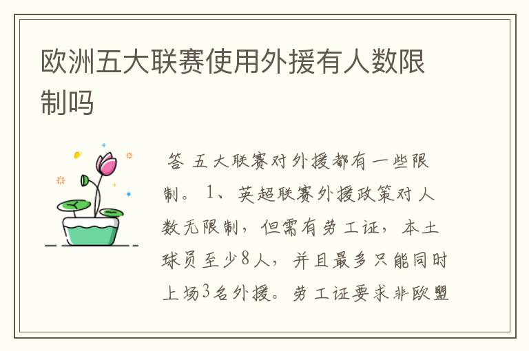 欧洲五大联赛使用外援有人数限制吗