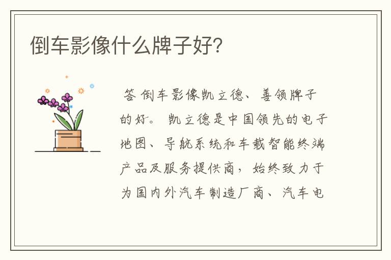 倒车影像什么牌子好?