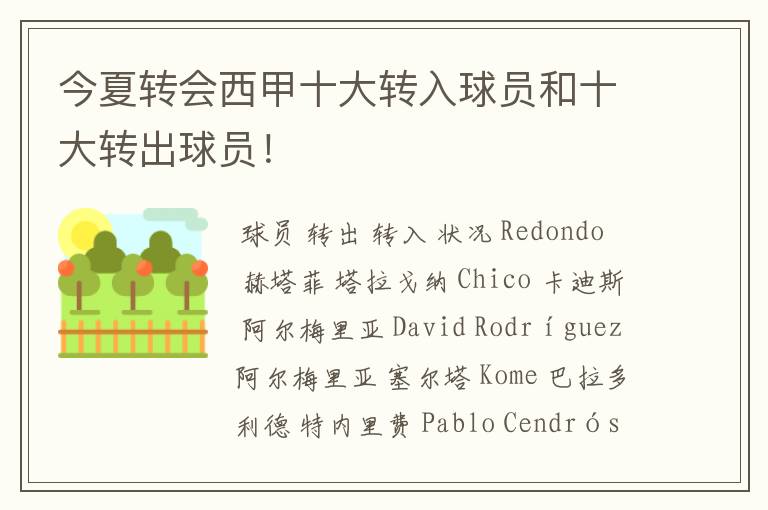 今夏转会西甲十大转入球员和十大转出球员!
