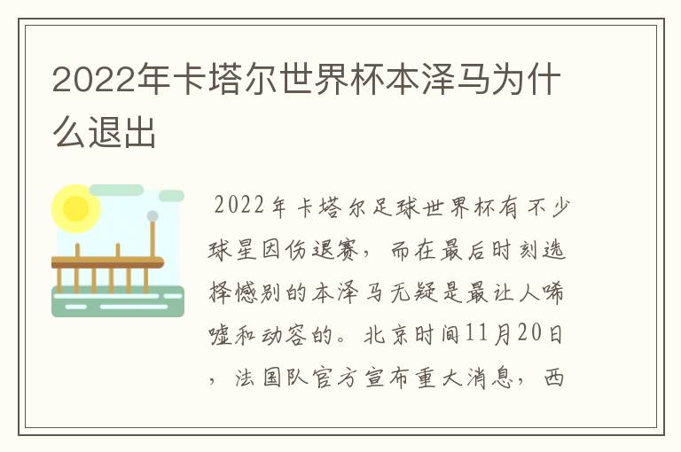 2022年卡塔尔世界杯本泽马为什么退出