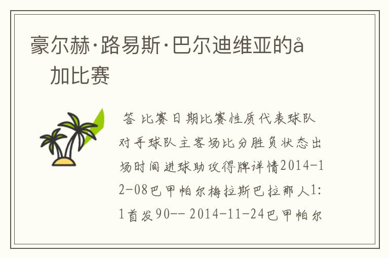 豪尔赫·路易斯·巴尔迪维亚的参加比赛