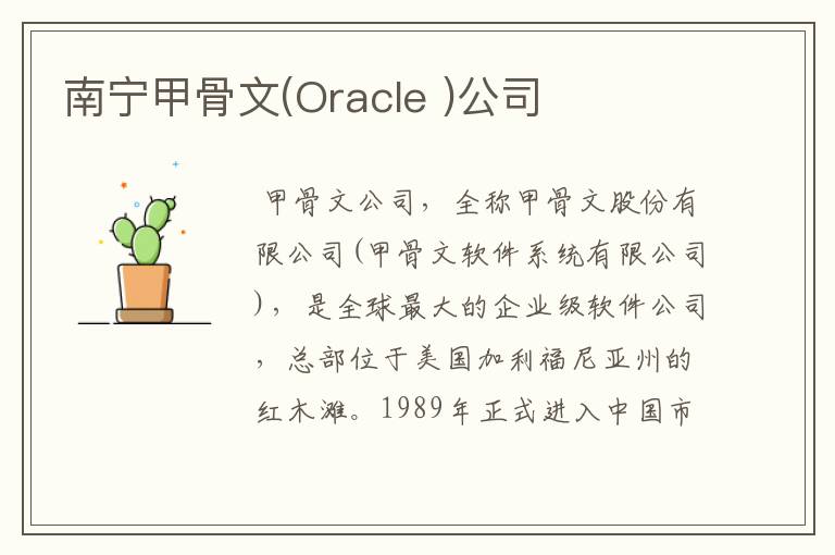 南宁甲骨文(Oracle )公司
