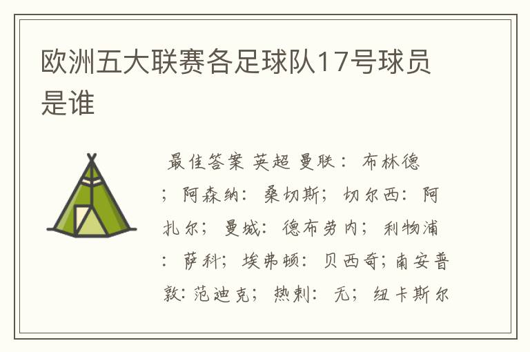 欧洲五大联赛各足球队17号球员是谁