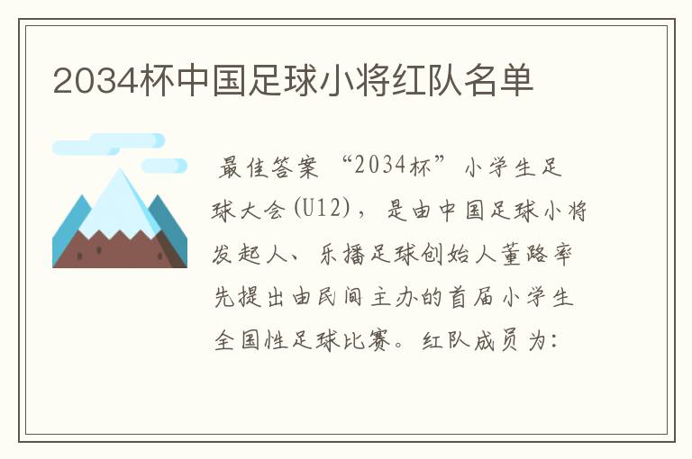 2034杯中国足球小将红队名单