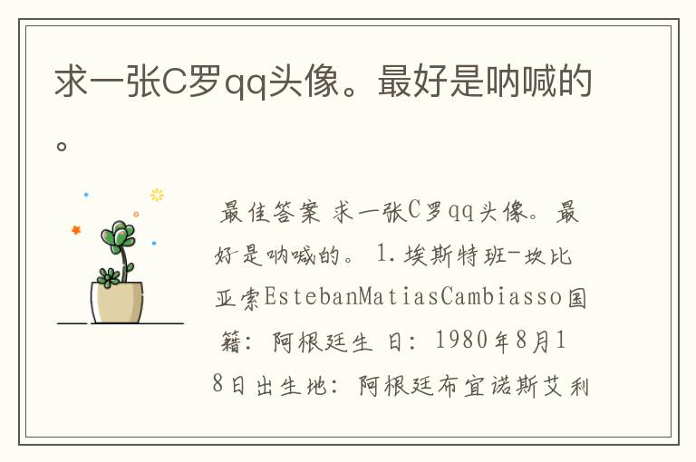 求一张C罗qq头像。最好是呐喊的。