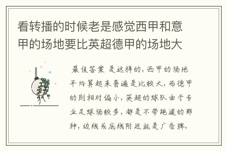 看转播的时候老是感觉西甲和意甲的场地要比英超德甲的场地大很多,