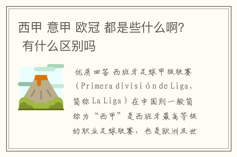 西甲 意甲 欧冠 都是些什么啊? 有什么区别吗