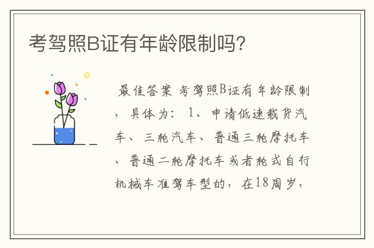 考驾照B证有年龄限制吗?