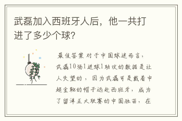 武磊加入西班牙人后,他一共打进了多少个球?