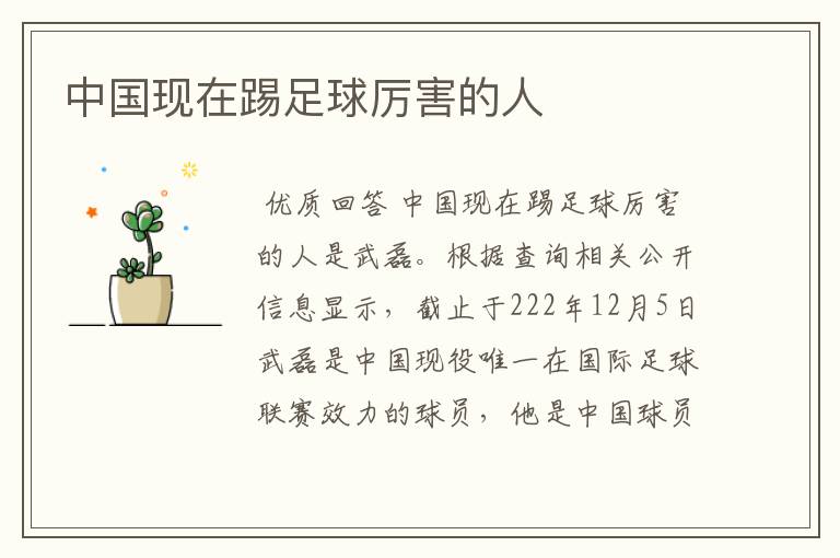 中国现在踢足球厉害的人