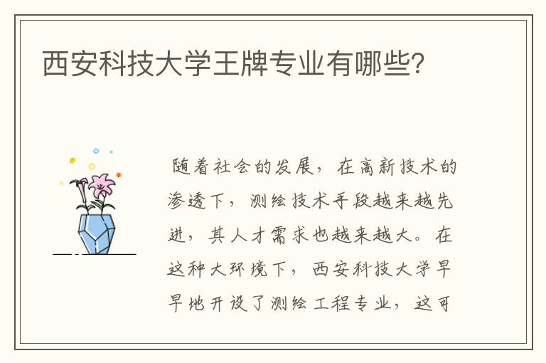 西安科技大学王牌专业有哪些？