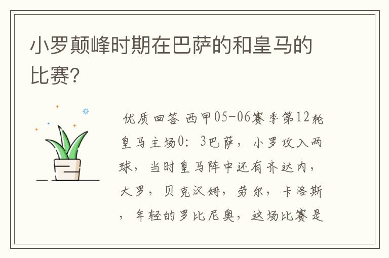 小罗颠峰时期在巴萨的和皇马的比赛?