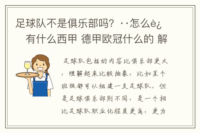 足球队不是俱乐部吗?··怎么还有什么西甲 德甲欧冠什么的 解释一下?