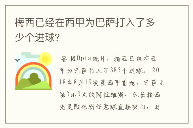 梅西已经在西甲为巴萨打入了多少个进球?