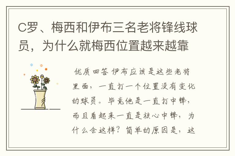 C罗、梅西和伊布三名老将锋线球员,为什么就梅西位置越来越靠后