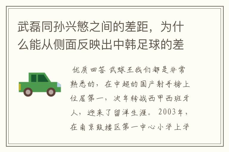 武磊同孙兴慜之间的差距,为什么能从侧面反映出中韩足球的差距?