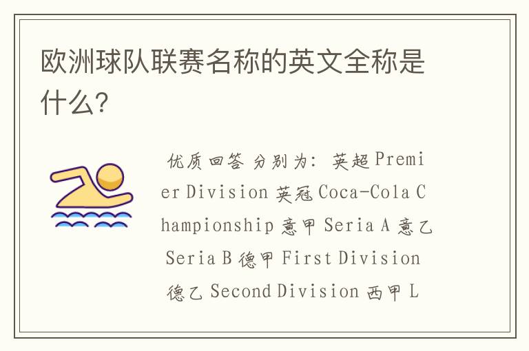 欧洲球队联赛名称的英文全称是什么?