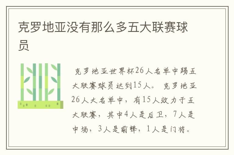 克罗地亚没有那么多五大联赛球员