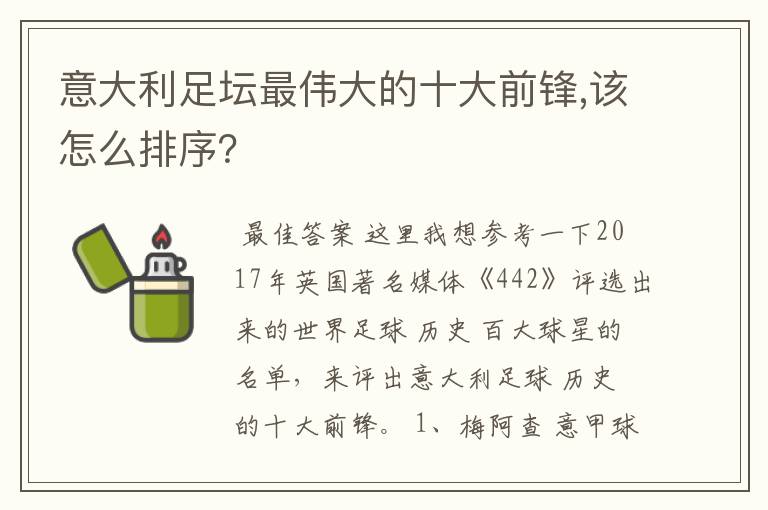 意大利足坛最伟大的十大前锋,该怎么排序?