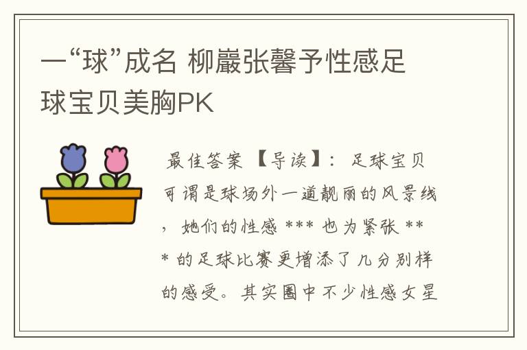 一“球”成名 柳巖张馨予性感足球宝贝美胸PK