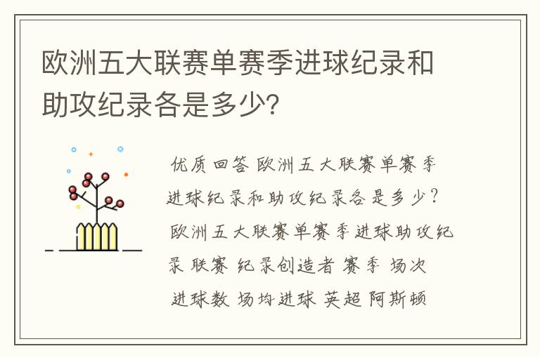 欧洲五大联赛单赛季进球纪录和助攻纪录各是多少?