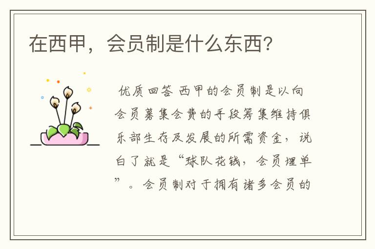 在西甲,会员制是什么东西?